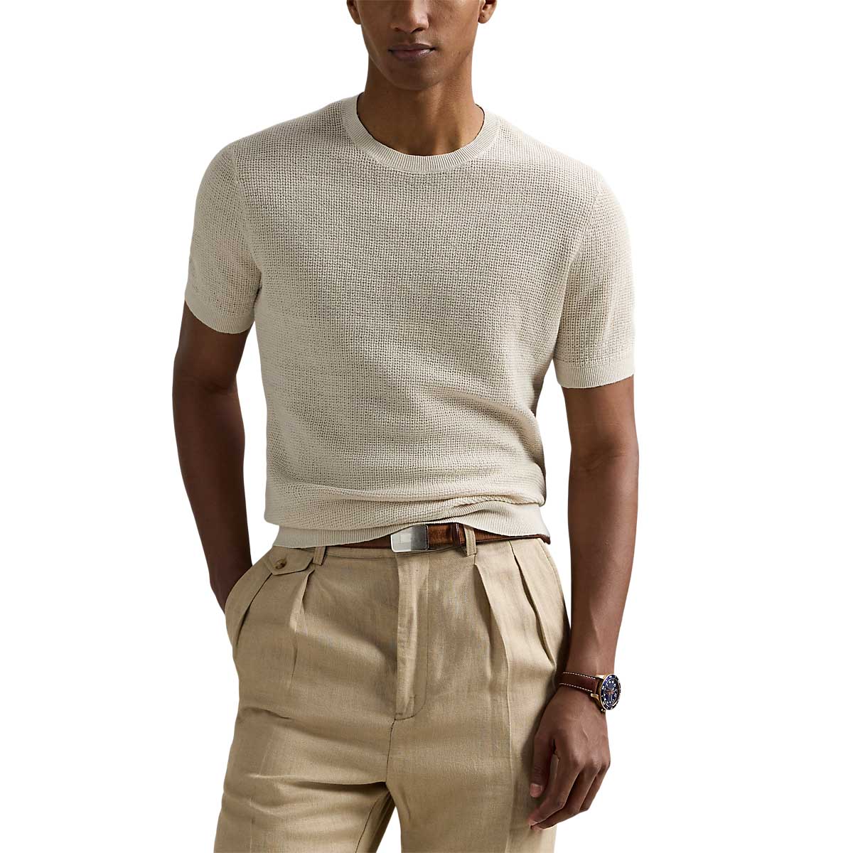 Polo Ralph Lauren Textured Linen Short-Sleeve Sweater